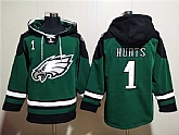 Men's Philadelphia Eagles #1 Jalen Hurts Green Lace-Up Pullover Hoodie,baseball caps,new era cap wholesale,wholesale hats